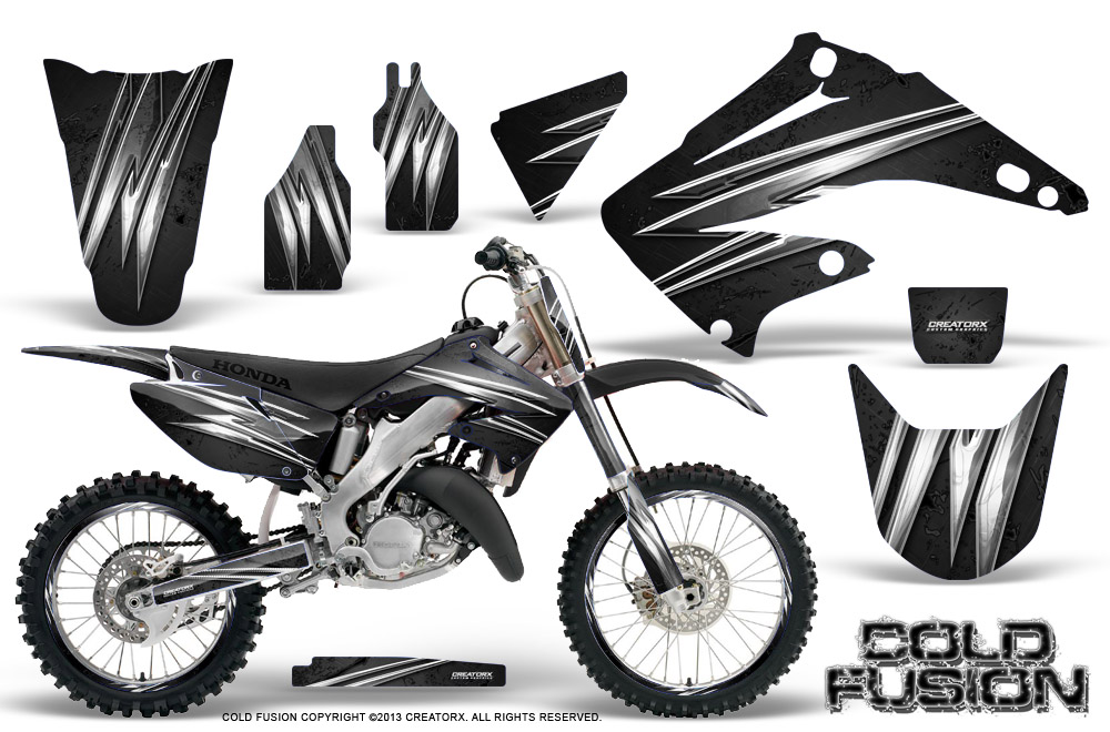 Honda CR125 CR250 02-10 Graphics Kit Cold Fusion Black NP Rims